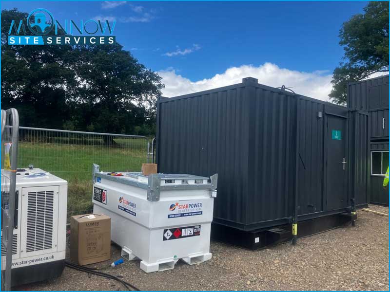 Monnow Site Services, a leading provider of modular solutions, showcased their proficiency in delivering on-site facilities as they successfully supplied, delivered, and installed two impressive 32-foot x 10-foot antivandal units. These units, designed to enhance convenience and comfort for workers on the project site, consisted of a canteen and changing room in one unit and an open-plan office in the other.